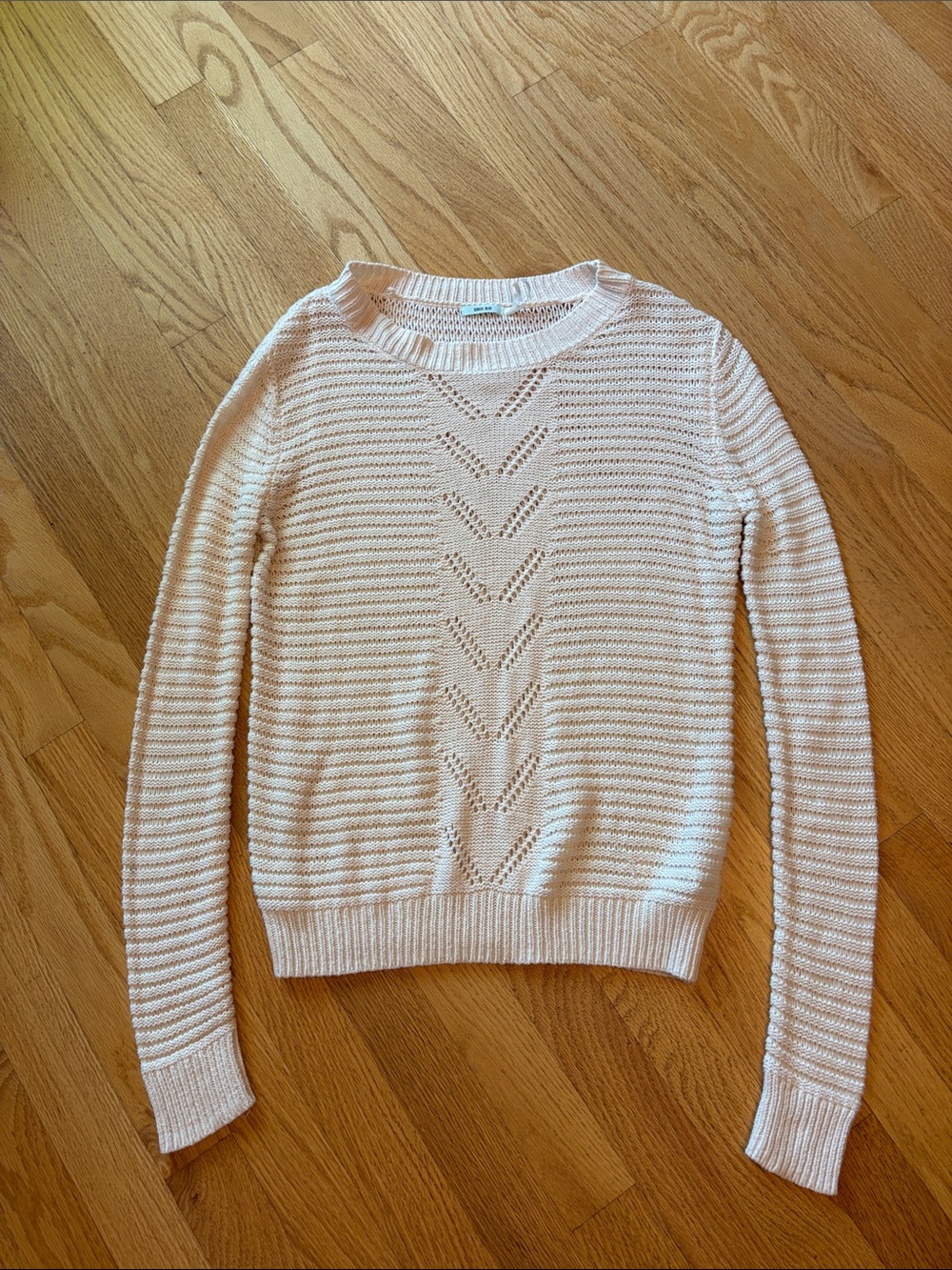 Kimchi Blue Cream Crewneck Sweater with Chevron Detail